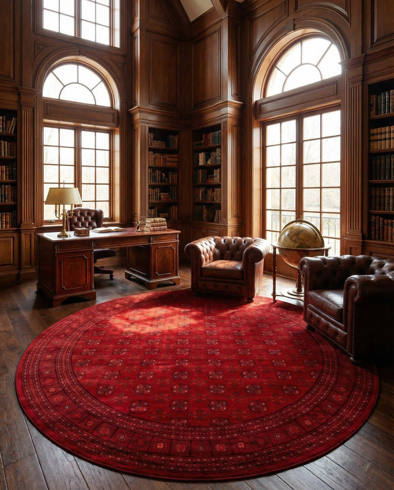 Samarkand Elegance Collection Area Rug -  Konye-Urgench Round Red  lifestyle 54
