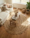 Woven Seaside Jute Collection Area Rug - Coastalhaven (Natural) Round Natural  lifestyle 9