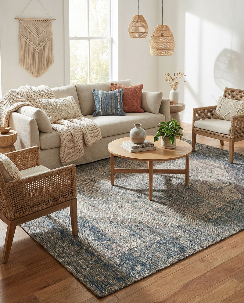 Savannah Threads Collection Area Rug - Sahara Rectangle Blue  lifestyle 24
