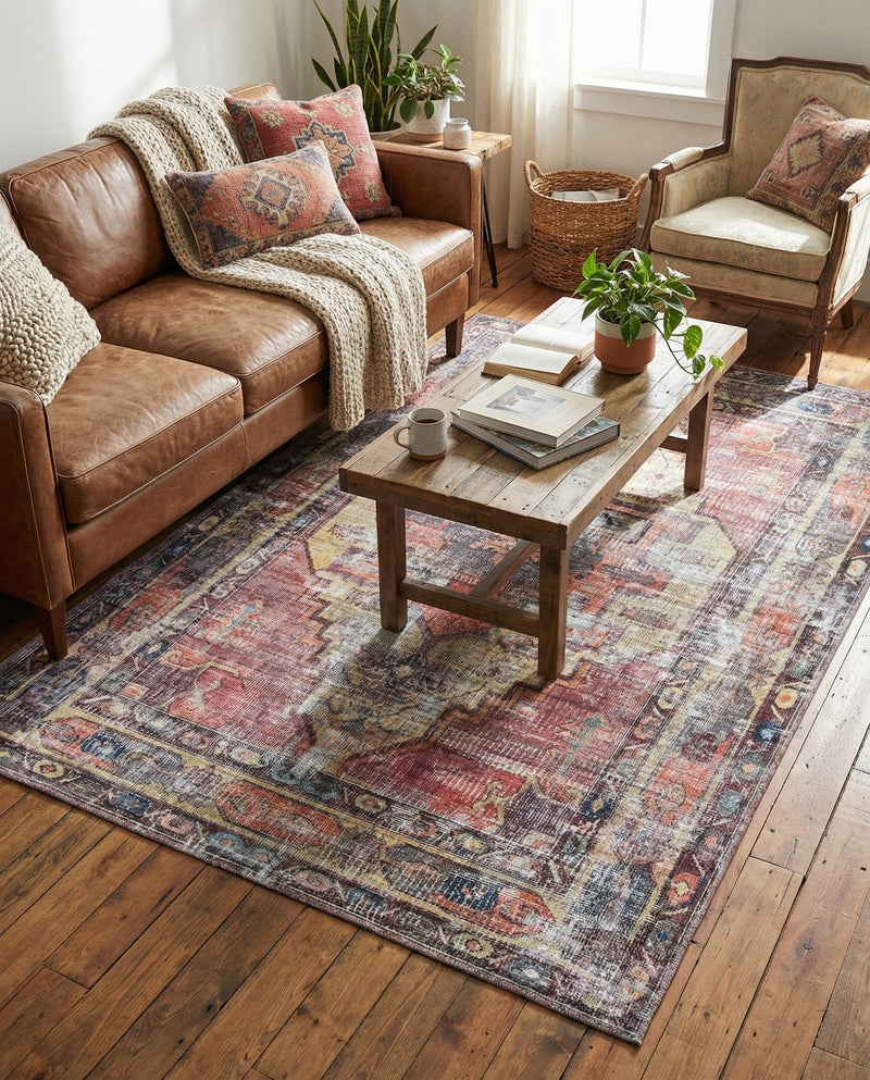 Zahara Oasis Collection Area Rug -  Rabat Rectangle Yellow Pink  lifestyle 10