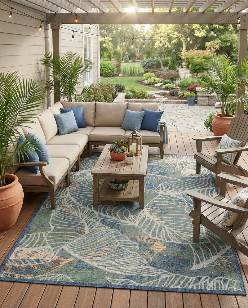Coastal Terrace Collection Area Rug -  Driftwood Rectangle Blue  lifestyle 43