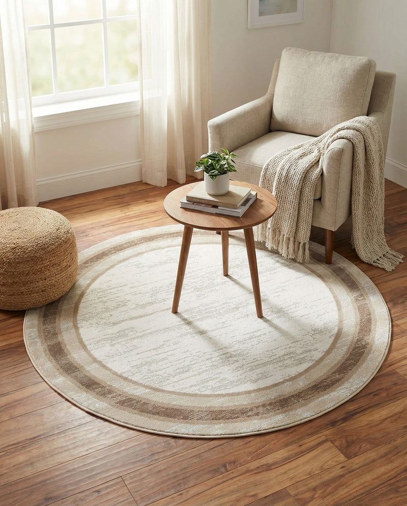 Coastal Haven Collection Area Rug -  Mariner Round Ivory  lifestyle 36