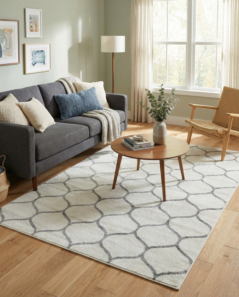 Trellis Mosaic Collection Area Rug -  Pergolatown (Ivory) Rectangle Ivory  lifestyle 6