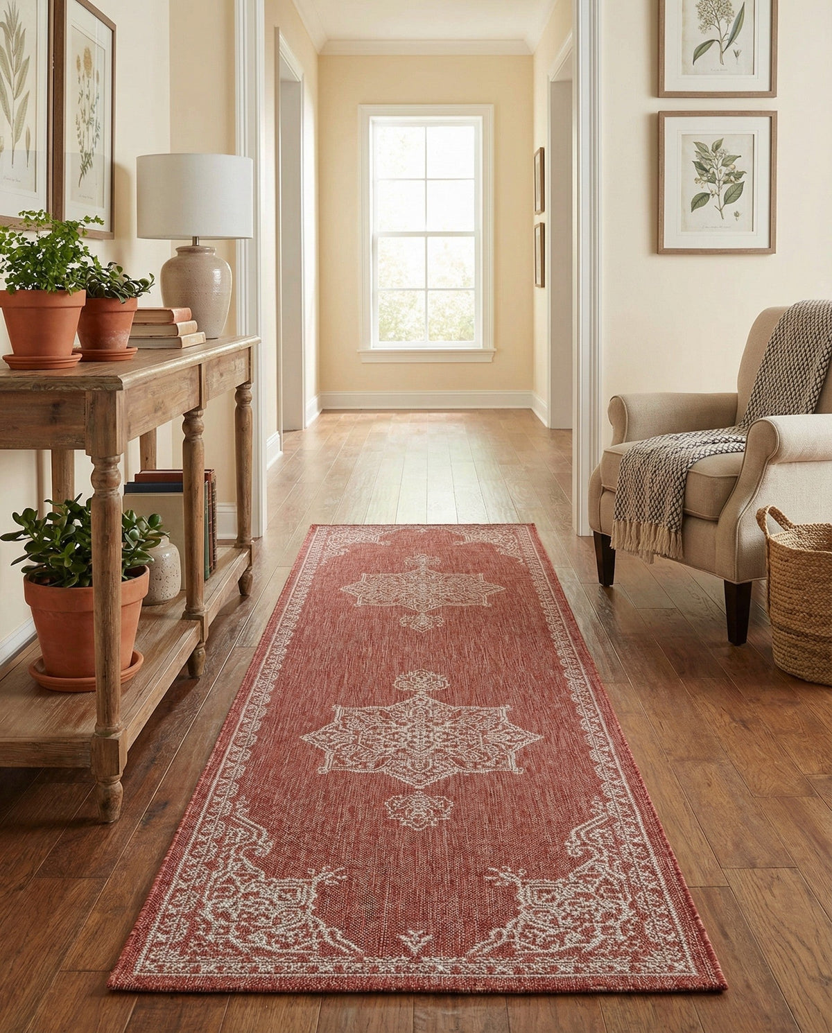 Patio Heritage Collection Area Rug -  Charleston (Rust Red) Runner Rust Red  lifestyle 54
