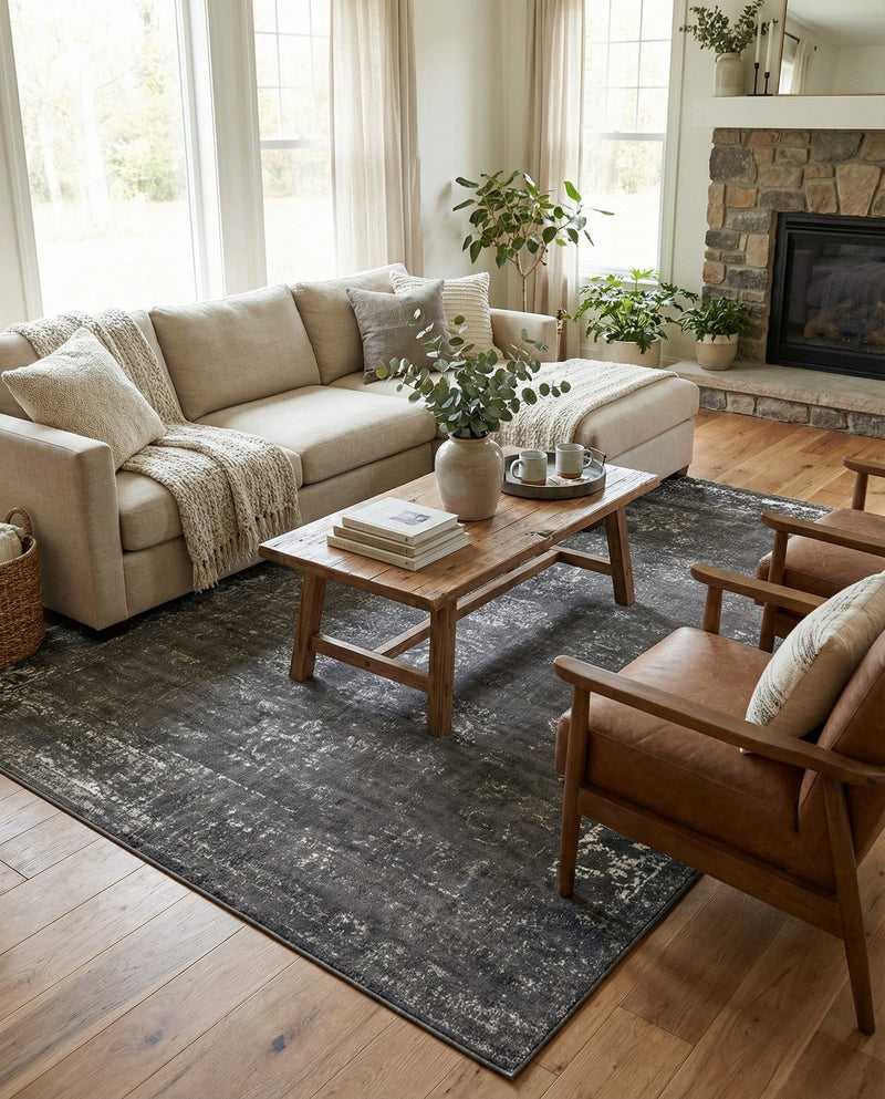 Riviera Elegance Collection Area Rug - Antibes (Dark Gray) Rectangle Dark Gray  lifestyle 17