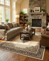Tabriz Tapestry Collection Area Rug - Azerbaijan (Ivory) Rectangle Ivory  lifestyle 3