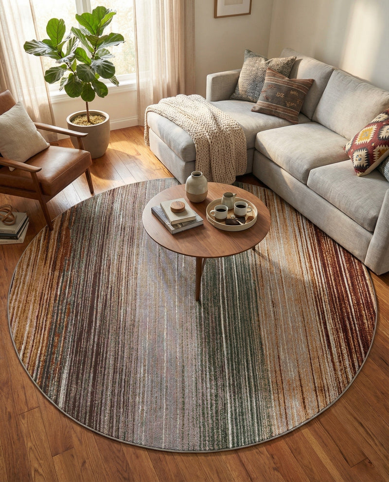 Urban Terrace Collection Area Rug -  Corsica Round Multi  lifestyle 54