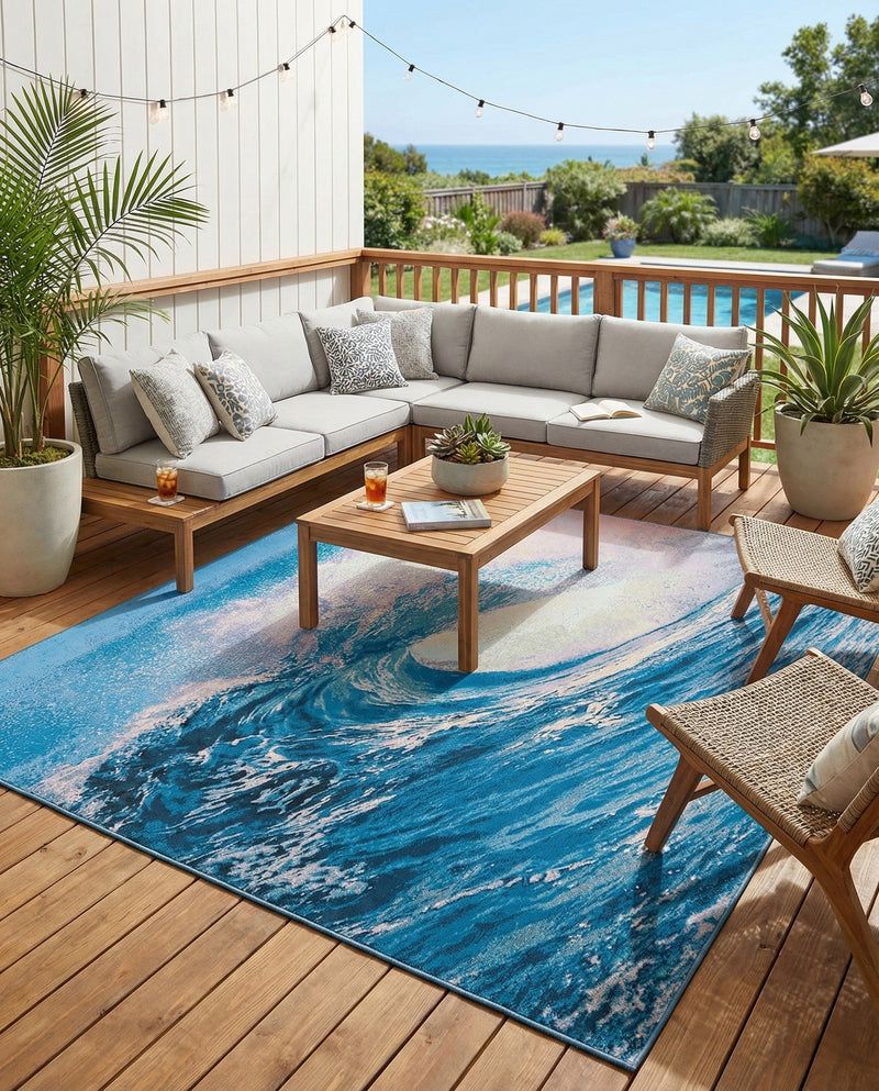 Urban Terrace Collection Area Rug - Veranda Rectangle Blue  lifestyle 21