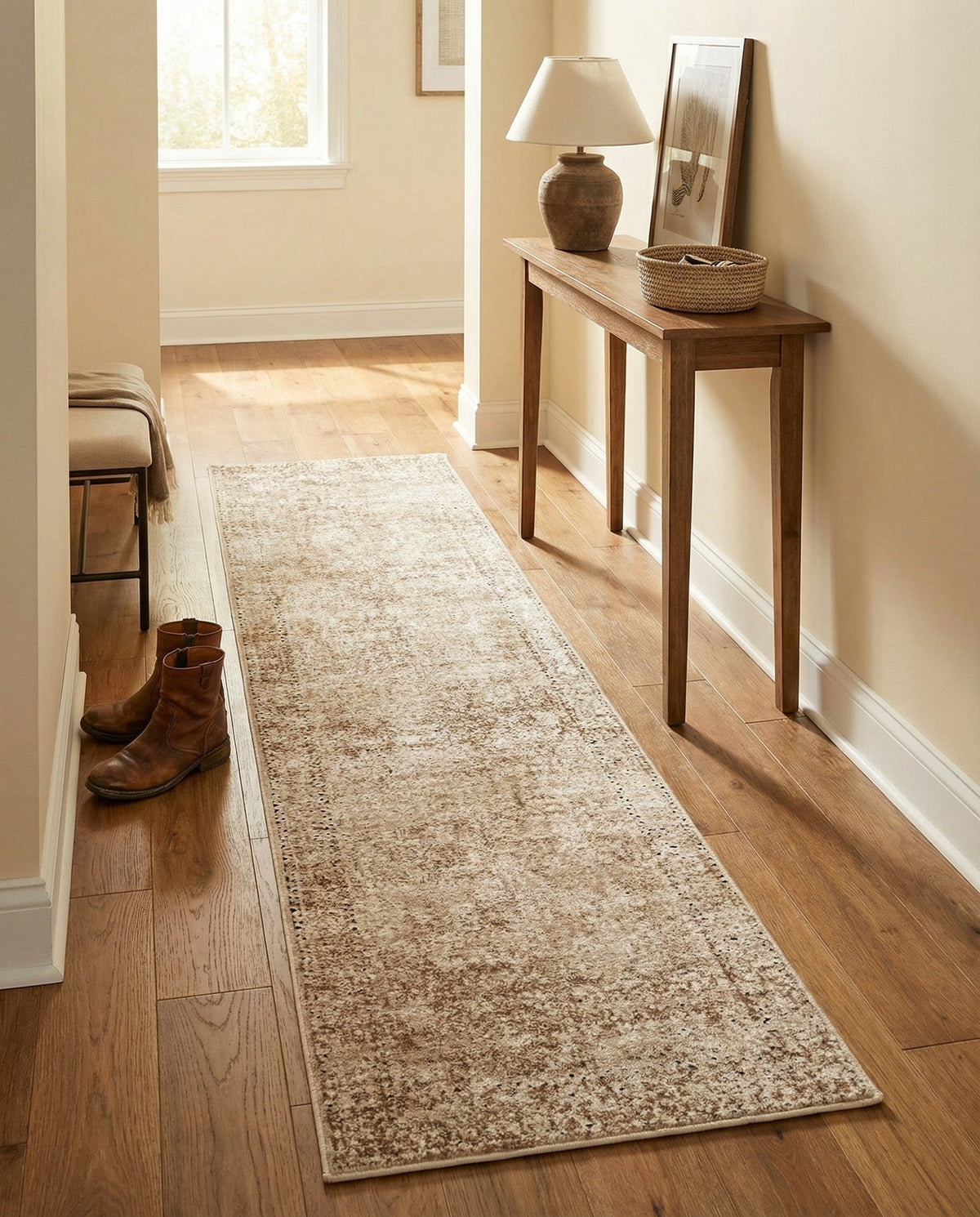 Coastal Manor Collection Area Rug -  Marina Runner Beige  lifestyle 75