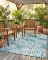 Seaside Blooms Collection Area Rug - Verdure (Light Aqua) Rectangle Light Aqua  lifestyle 6