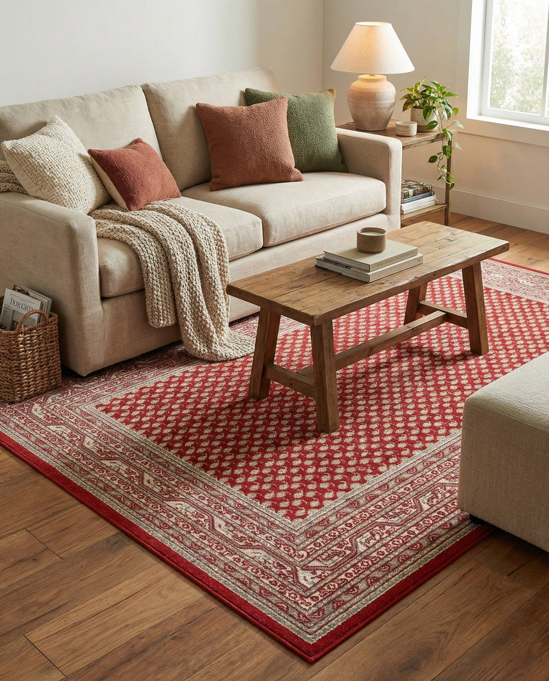 Soho Elegance Collection Area Rug -  Mercer (Red) Rectangle Red  lifestyle 15
