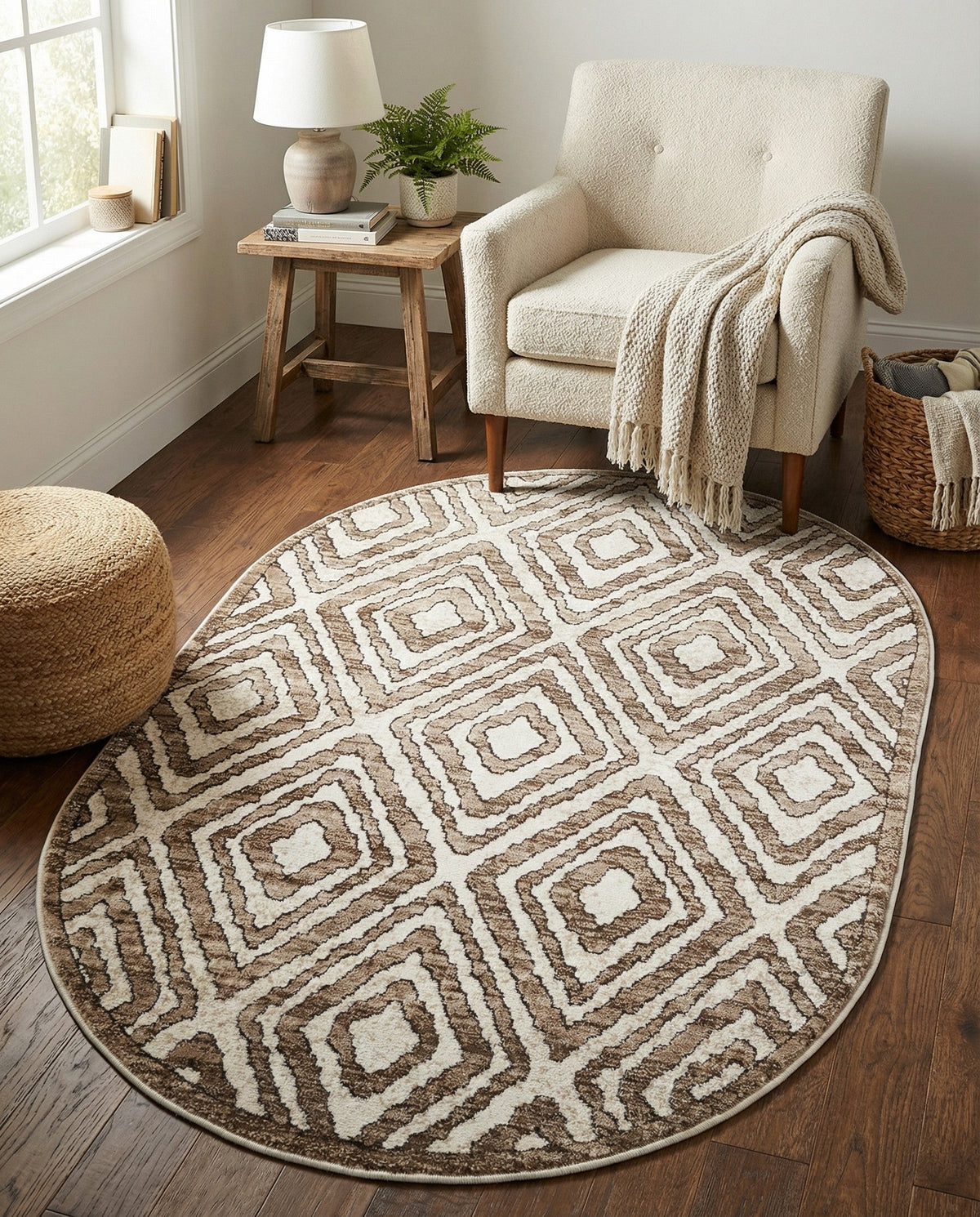 Sanctuary Retreat Collection Area Rug -  Oasis Oval Chocolate Brown  lifestyle 78