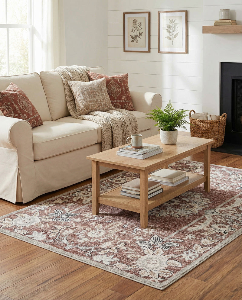 Heritage Harbor Collection Area Rug -  Seabreeze Rectangle Dusty Rose  lifestyle 45