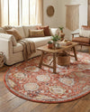 Seville Stripes Collection Area Rug -  Cordoba (Brick Red) Oval Brick Red  lifestyle 33