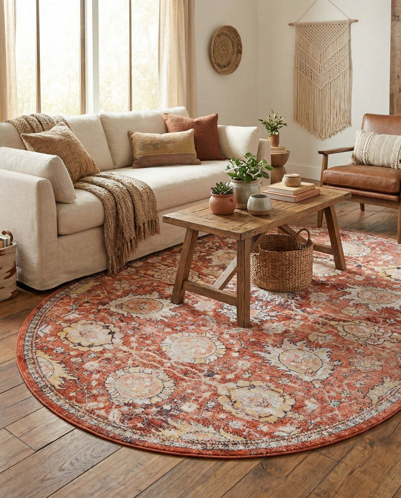 Seville Stripes Collection Area Rug -  Cordoba (Brick Red) Oval Brick Red  lifestyle 33