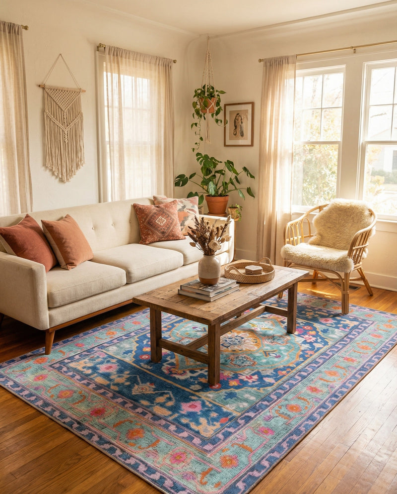 Heritage Elegance Collection Area Rug -  Taj Rectangle Blue  lifestyle 6