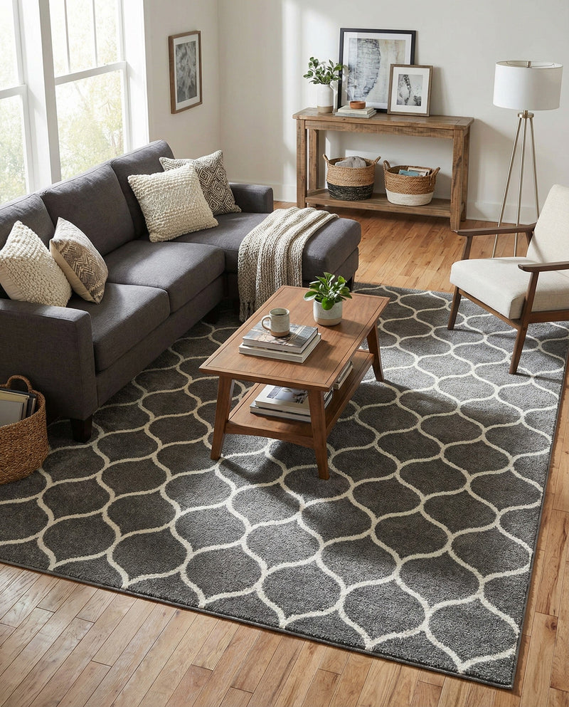 Trellis Mosaic Collection Area Rug -  Pergolatown (Dark Gray) Rectangle Dark Gray  lifestyle 14