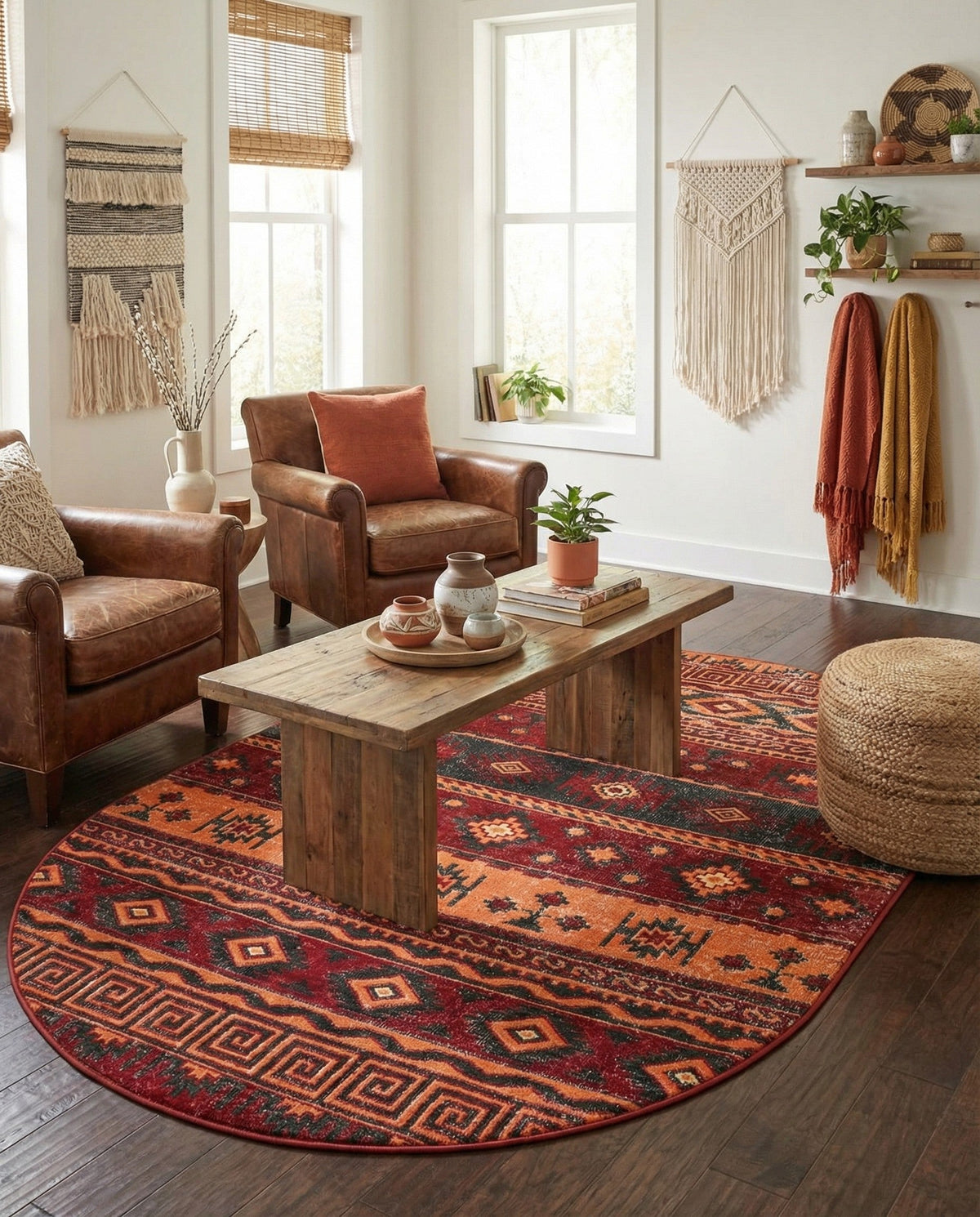 Geneva Terrace Collection Area Rug - Montreux Oval Rust Red  lifestyle 163