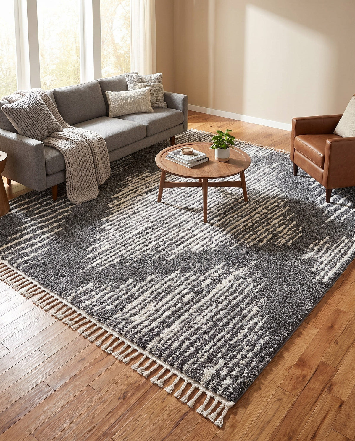 Tranquil Tides Shag Collection Area Rug -  Azure Square Gray  lifestyle 185
