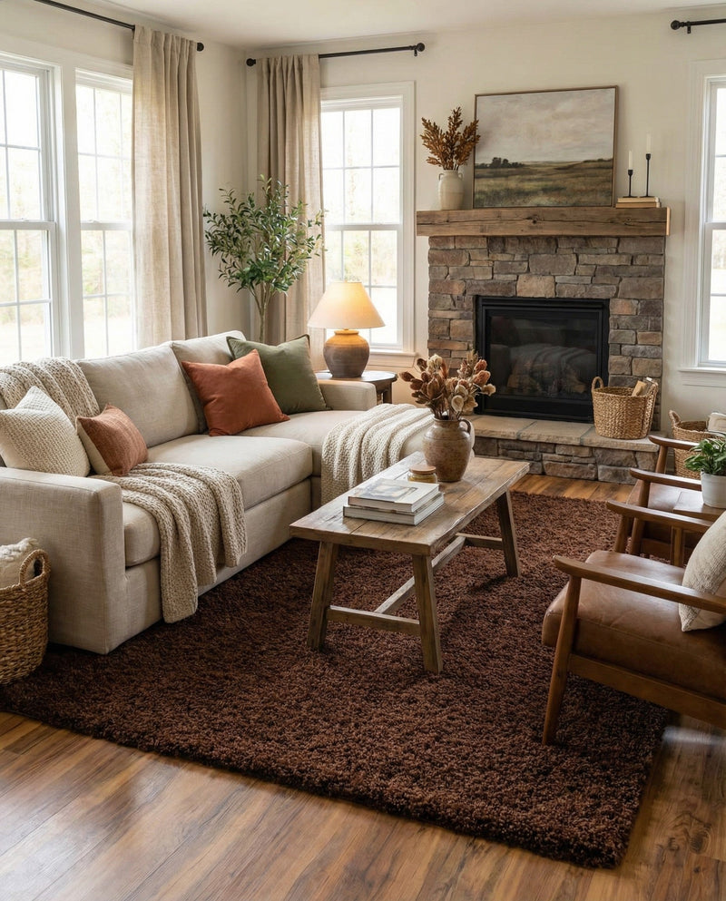 Plush Oasis Collection Area Rug - Serenity (Chocolate Brown) Rectangle Chocolate Brown  lifestyle 6