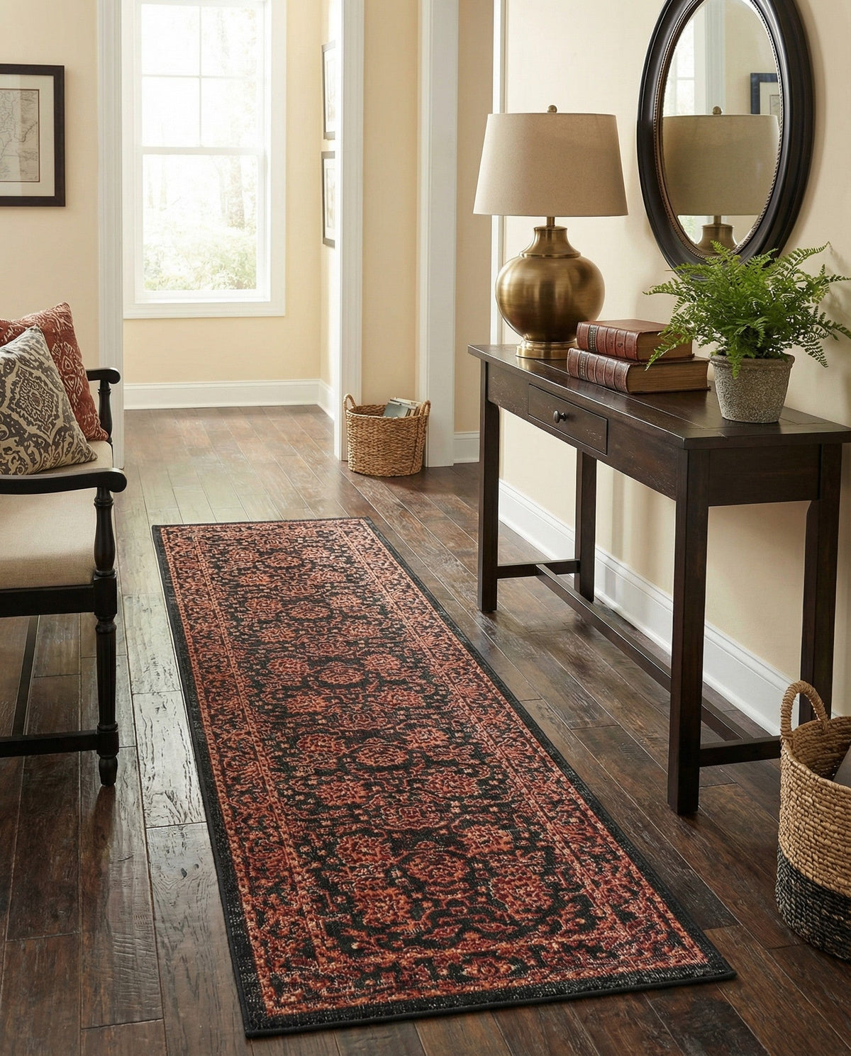 Geneva Terrace Collection Area Rug -  Lausanne Runner Black  lifestyle 174