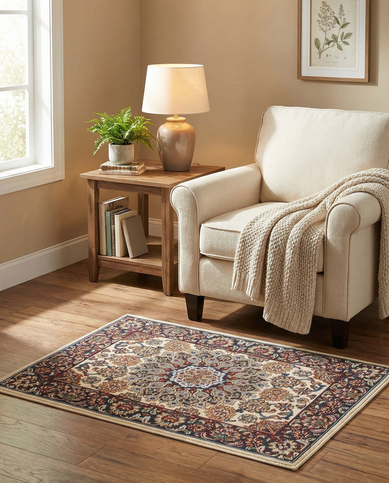 Patio Heritage Collection Area Rug -  Bower Rectangle Ivory  lifestyle 62