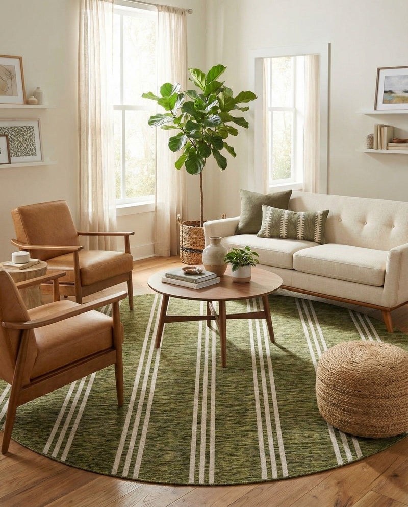 Urban Oasis Rugs Collection Area Rug -  District (Green) Round Green  lifestyle 58