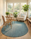 Seaside Serenity Collection Area Rug - Veranda (Teal) Oval Teal  lifestyle 81