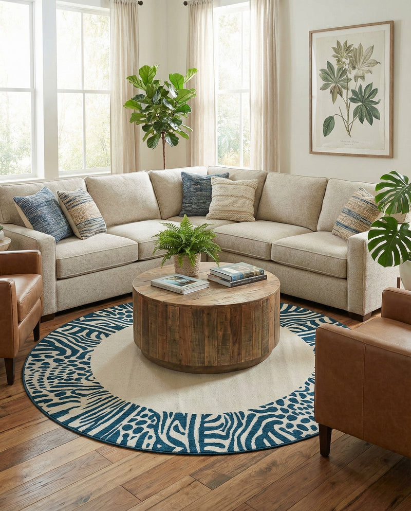 Savannah Escape Collection Area Rug - Serengeti Round Ivory  lifestyle 73