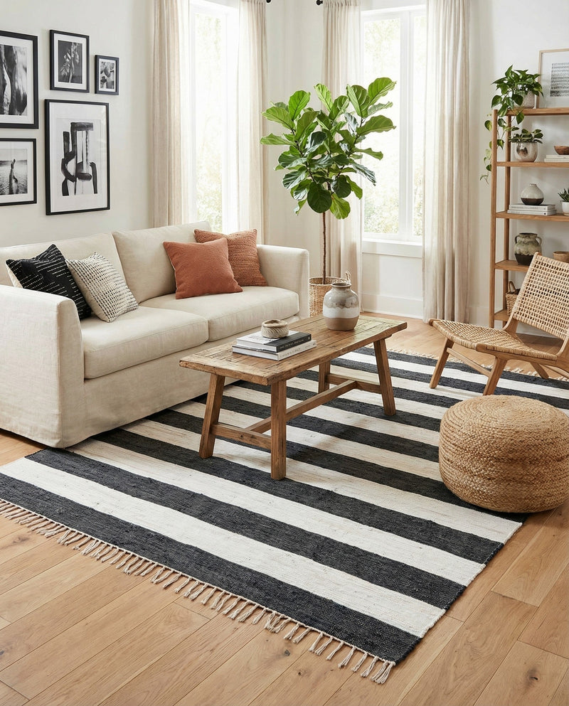Tassel Trail Collection Area Rug - Pathway (Navy Blue) Rectangle Navy Blue  lifestyle 10