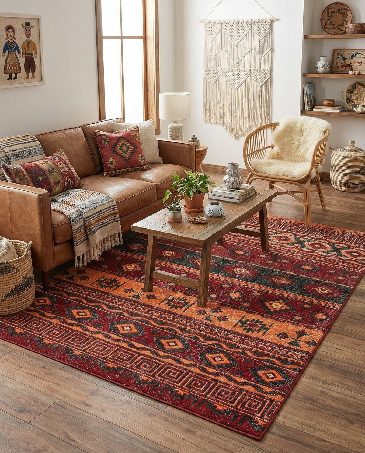 Geneva Terrace Collection Area Rug - Montreux Rectangle Rust Red  lifestyle 50