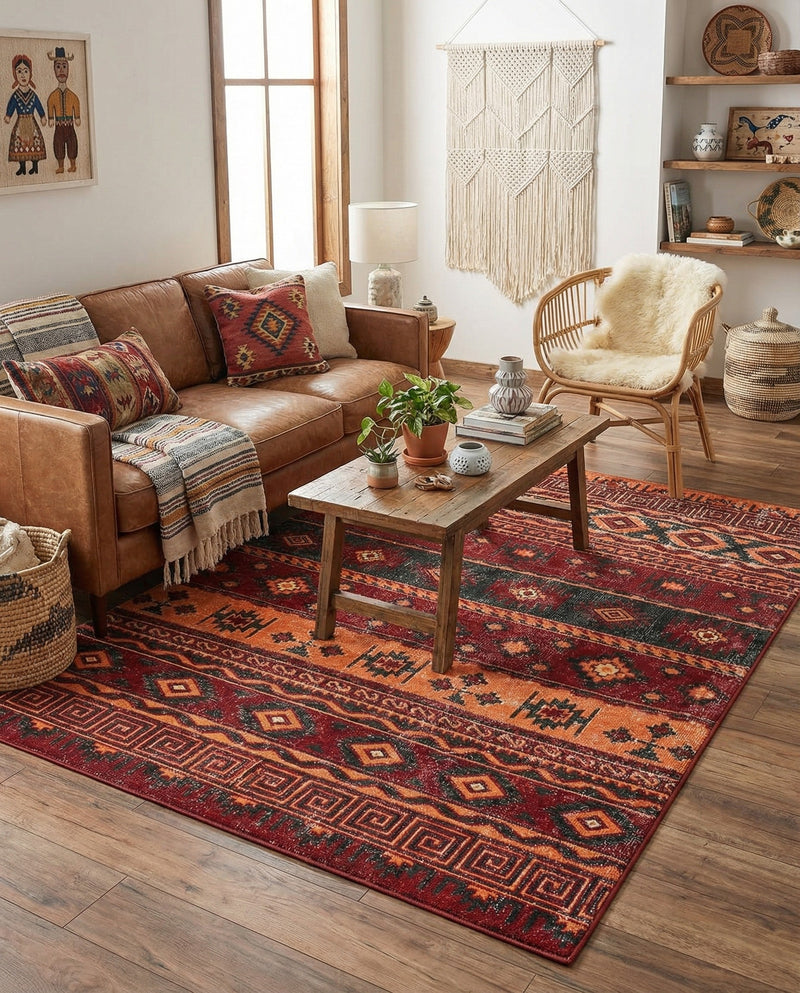 Geneva Terrace Collection Area Rug - Montreux Rectangle Rust Red  lifestyle 50
