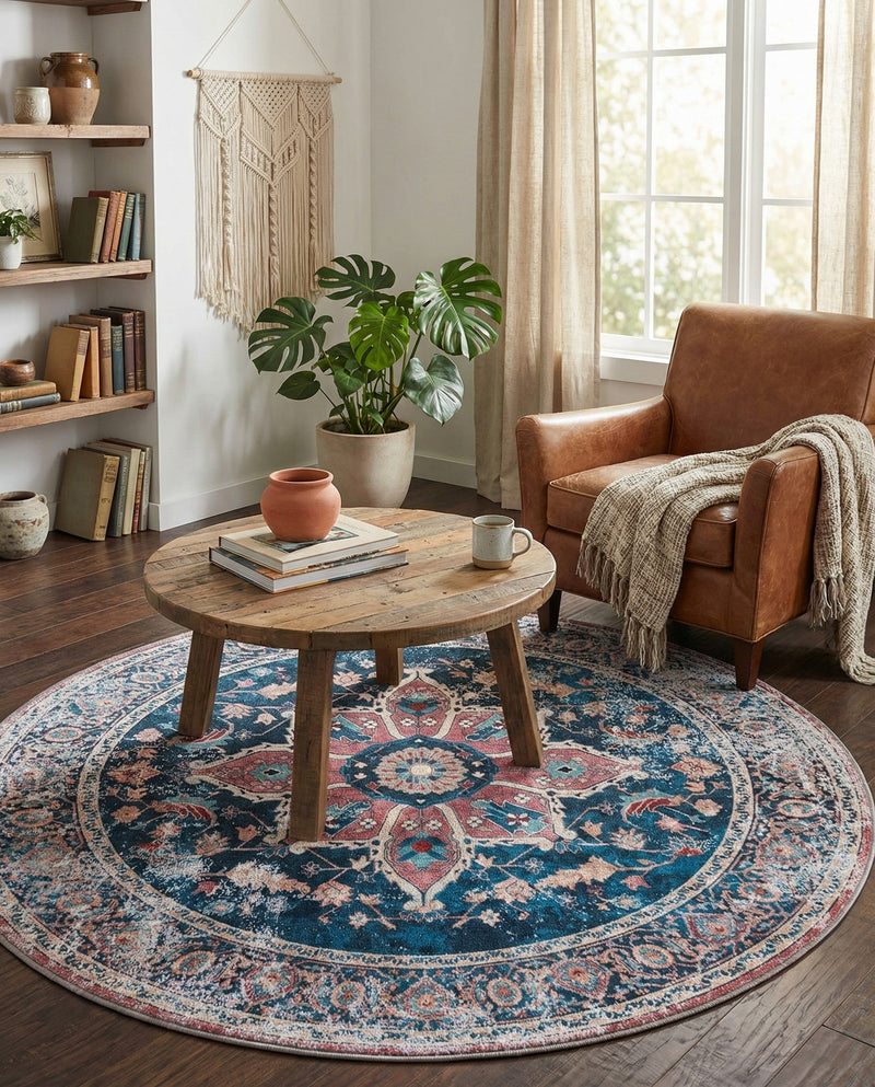 Laguna Sands Collection Area Rug -  Zuma Round Navy Blue  lifestyle 44