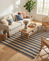 Woven Seaside Jute Collection Area Rug - Nantucket Rectangle Navy Ivory  lifestyle 13
