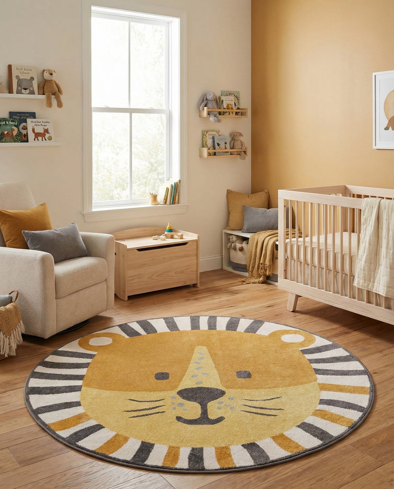 Wonder Tykes Collection Area Rug -  Riddle Round Light Brown  lifestyle 21