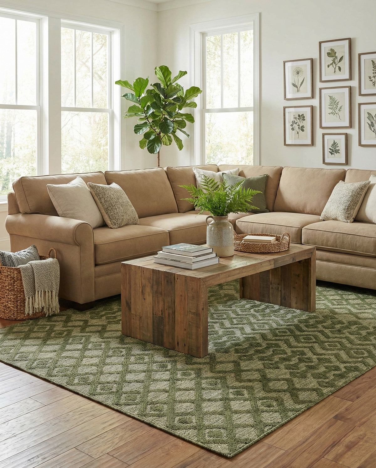 Garden Lattice Charm Collection Area Rug -  Pergola (Green) Rectangle Green  lifestyle 13