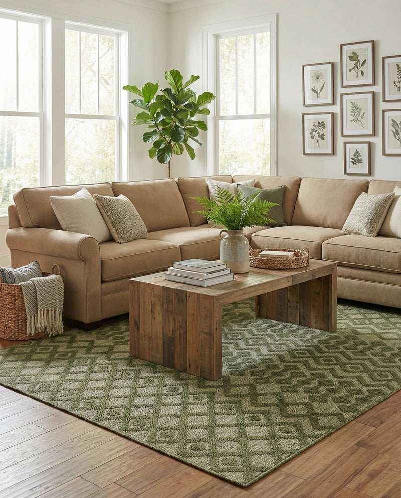 Garden Lattice Charm Collection Area Rug -  Pergola (Green) Rectangle Green  lifestyle 13