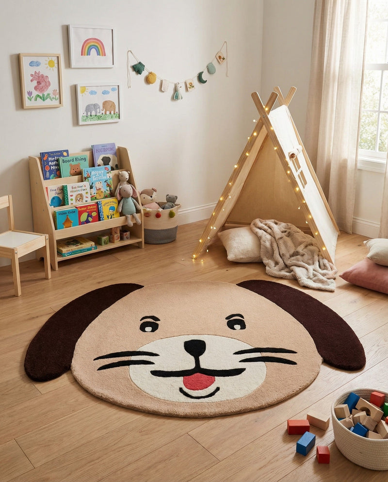 Whimsy Wonders Wool Collection Area Rug -  Fjord Rectangle Beige  lifestyle 6