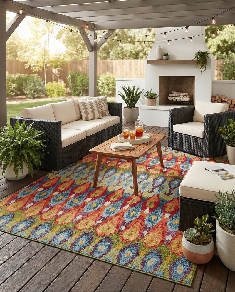 Urban Terrace Collection Area Rug -  Compass Rectangle Multi  lifestyle 26
