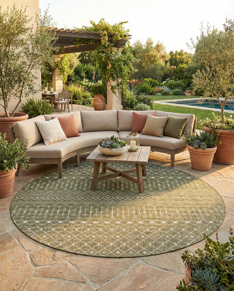 Savannah Pergola Collection Area Rug -  Pergola (Green) Round Green  lifestyle 51