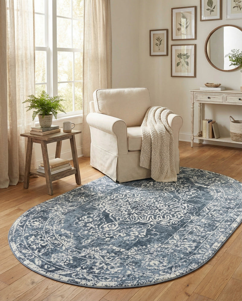 Cambridge Classics Collection Area Rug -  Magdalene (Blue) Oval Blue  lifestyle 64