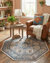 Seville Stripes Collection Area Rug - Cadiz (Blue) Octagon Blue  lifestyle 54