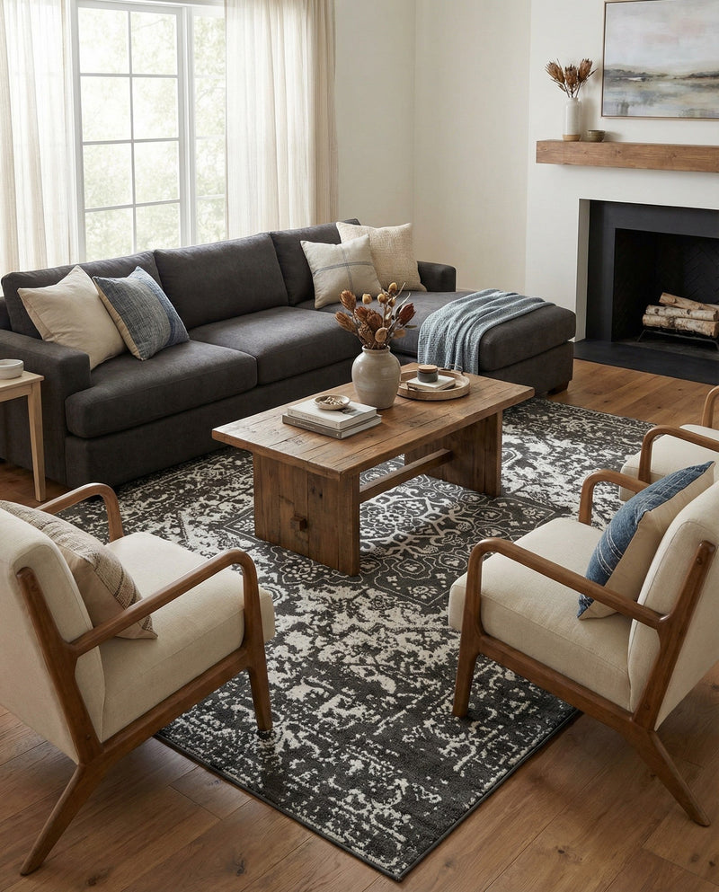 Georgetown Rugs Collection Area Rug - Dupont (Dark Gray) Rectangle Dark Gray  lifestyle 9
