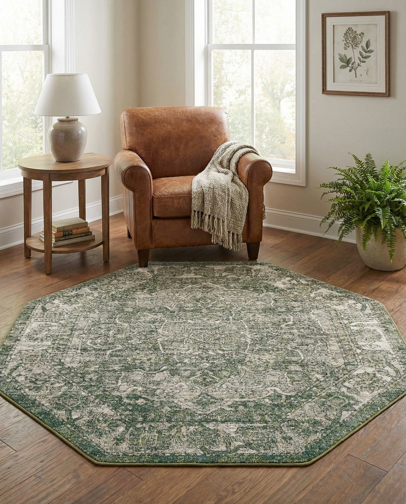 Savannah Soiree Collection Area Rug -  Everglade (Green) Octagon Green  lifestyle 80
