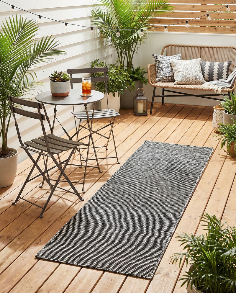 Jill Zarin Sedona Oasis Outdoor Collection Area Rug - Coconino (Black Sky) Runner Black Sky  lifestyle 13