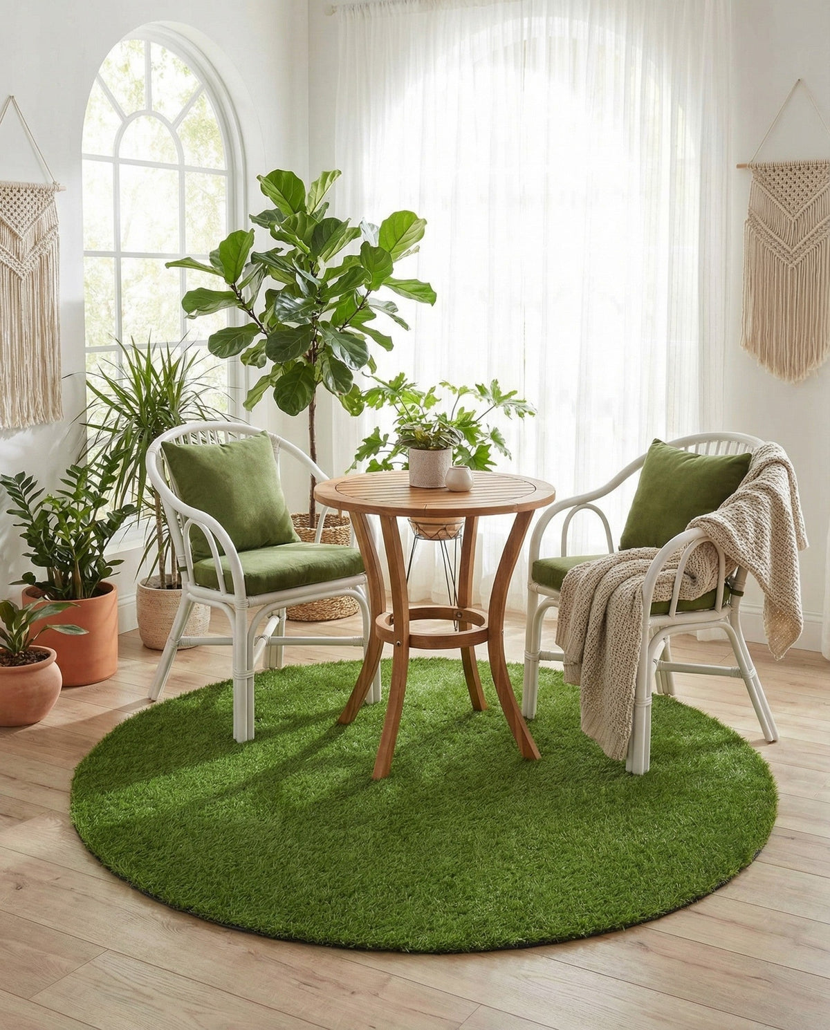 Meadow Retreat Collection Area Rug - Glen Round Green  lifestyle 127
