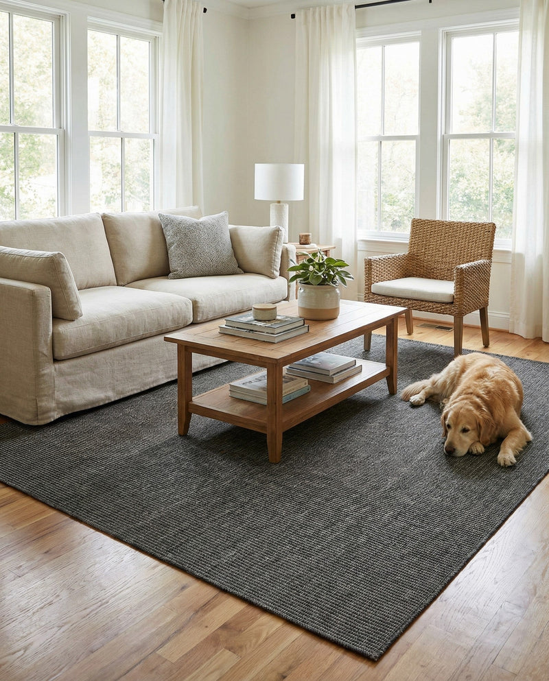 Seaside Serenity Collection Area Rug - Veranda (Black) Rectangle Black  lifestyle 11