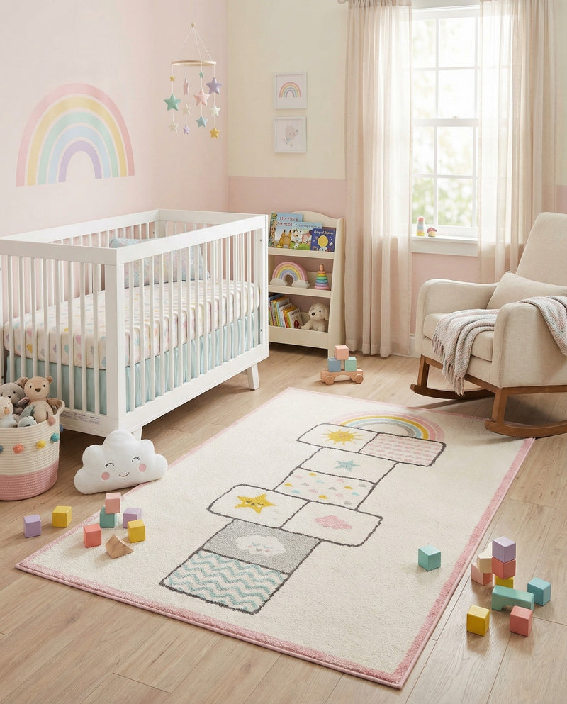 Wonder Tykes Collection Area Rug -  Swirl Rectangle Ivory  lifestyle 10