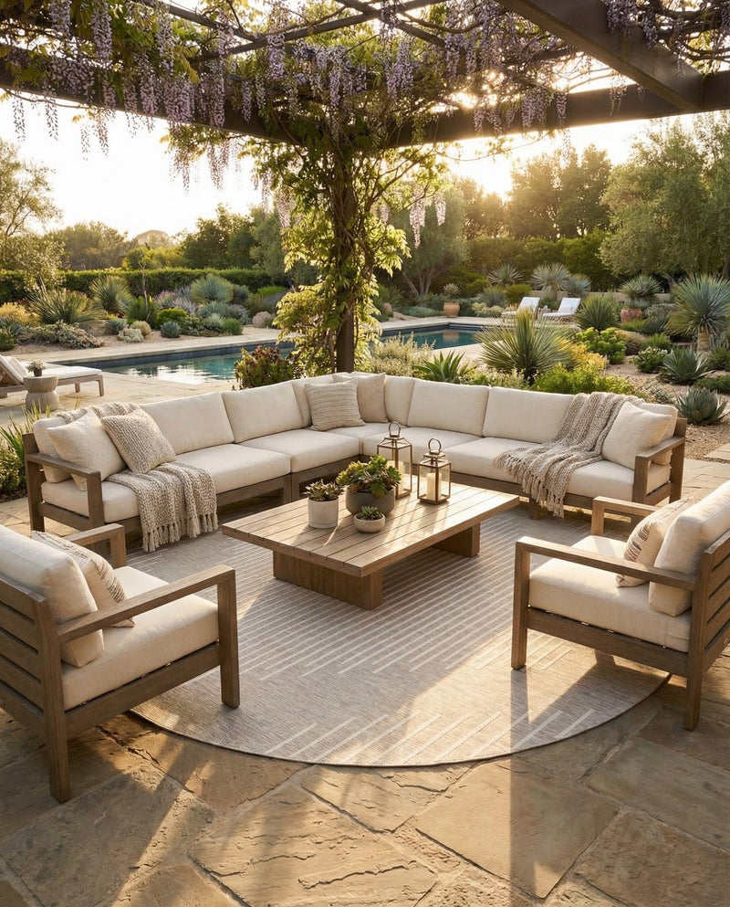 Urban Terrace Collection Area Rug -  Chelsea (Gray) Round Gray  lifestyle 39