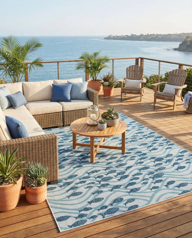 Seaside Haven Rugs Collection Area Rug -  Harbor Rectangle Blue  lifestyle 12